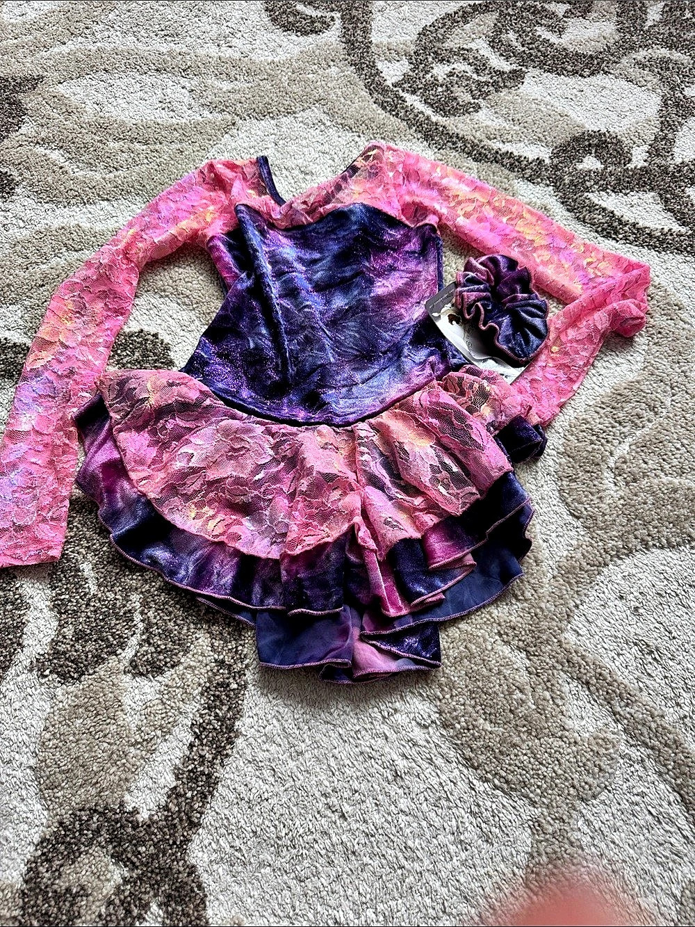 Ice Fire Velvet Ice Skating Dress Pink/Purple girls CM